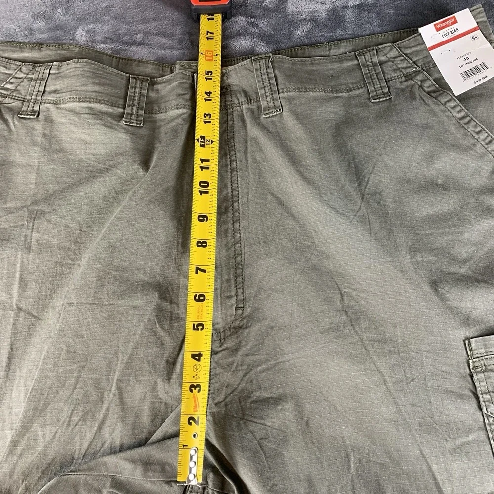 Wrangler Five Star Shorts‎ Mens 48 Green Relaxed Fit Rip Stop 48x10 NEW Tags